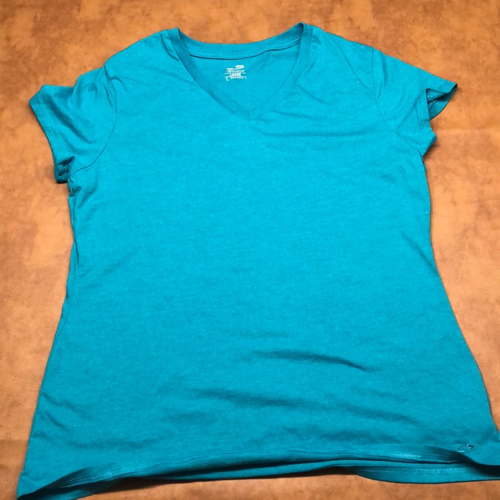 Turquoise Champion V neck T-shirt